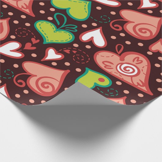 Harten en bloemen cadeaupapier (Hoek)