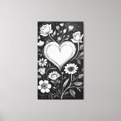 Harten en bloemen canvas afdruk (Voorkant)