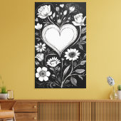 Harten en bloemen canvas afdruk (Insitu (Woonkamer))