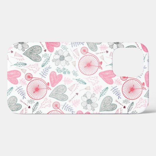Harten en bloemen Case-Mate iPhone case (Achterkant (horizontaal))