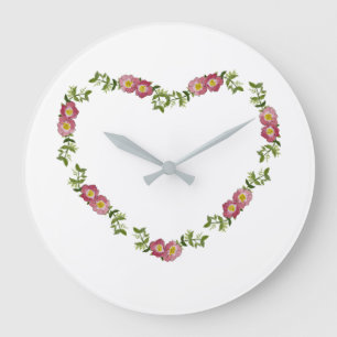 Harten en bloemen Collectie wandklok (rood)