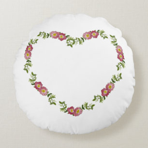 Harten en bloemen Elegant Accent Pillow (rood) Rond Kussen