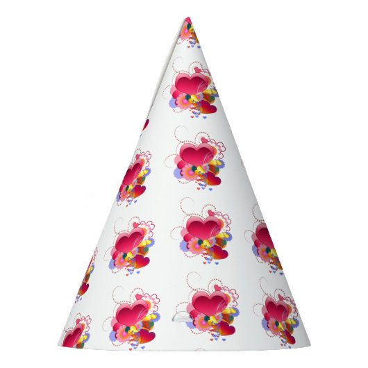 Harten en bloemen feesthoedjes (Links)