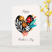 Harten en Bloemen Gelukkige Moederdag Kaart (Gele Bloem)