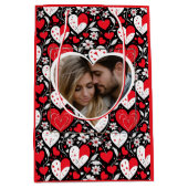 Harten en bloemen gepersonaliseerde foto Valentijn Medium Cadeauzakje (Voorkant)