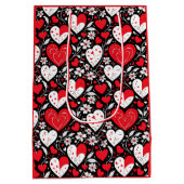 Harten en bloemen gepersonaliseerde foto Valentijn Medium Cadeauzakje (Achterkant)