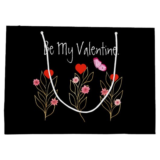 Harten en bloemen groot cadeauzakje (Achterkant)