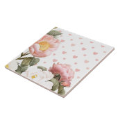 Harten en bloemen in  pastelroze tegeltje (Zijkant)