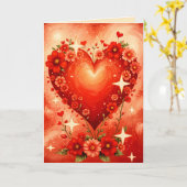 Harten en Bloemen Kaart (Gele Bloem)
