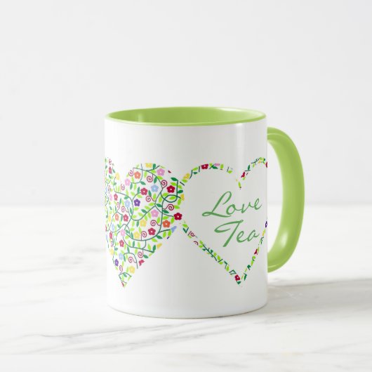 Harten en bloemen, liefdesthee mok (Voorkant rechts)