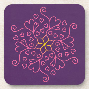 Harten en bloemen Mandala geïnspireerd Bier Onderzetter