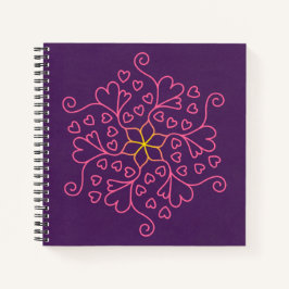 Harten en bloemen Mandala-Geïnspireerd Notitieboek