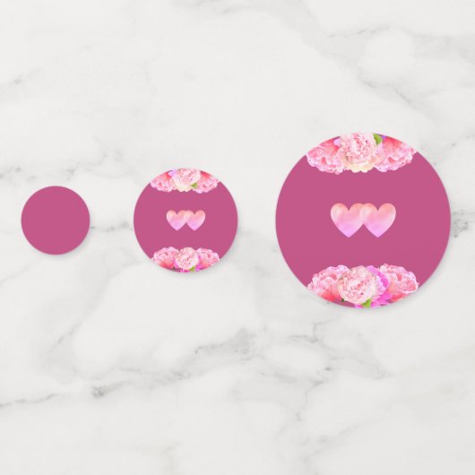 Harten en bloemen op roos goud en witte bruiloft confetti (Achterkanten)