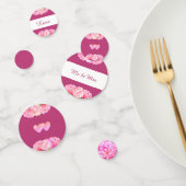 Harten en bloemen op roos goud en witte bruiloft confetti (Groep)