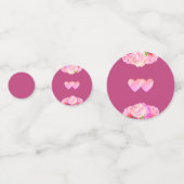 Harten en bloemen op roos gouden bruiloft confetti (Achterkanten)