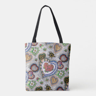 Harten en bloemen, over Tas van patronen