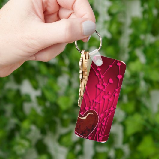 Harten en bloemen Premium-Sleutelhanger Sleutelhanger (Hand)