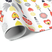 Harten en bloemen rood en zwart Schattige minimali Cadeaupapier (Rol Hoek)