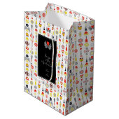 Harten en bloemen rood en zwart Schattige minimali Medium Cadeauzakje (Voorkant Gekanteld)