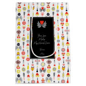 Harten en bloemen rood en zwart Schattige minimali Medium Cadeauzakje (Achterkant)