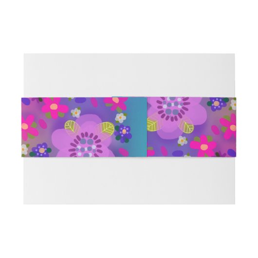 Harten en bloemen Roze Geel Aqua Uitnodigingen Wikkel (Achterkant Voorbeeld)