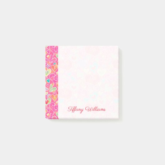 Harten en Bloemen toevoegen Naam 3x3 Post-it® Notes (Voorkant)