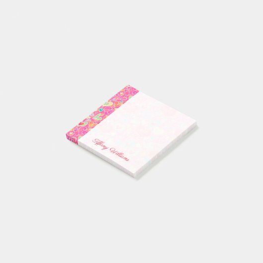 Harten en Bloemen toevoegen Naam 3x3 Post-it® Notes (Schuin)