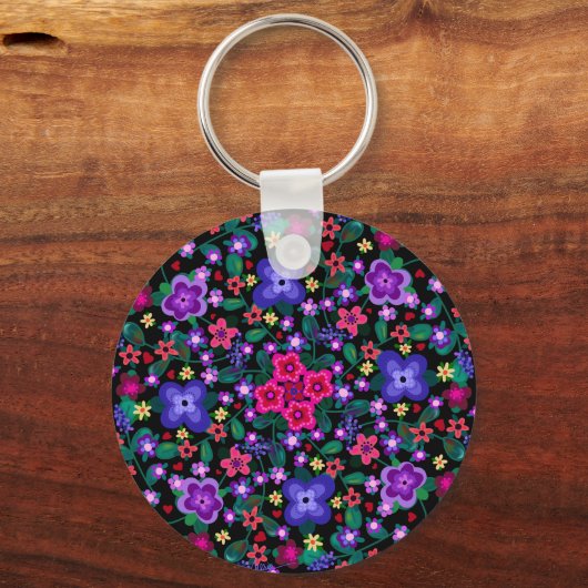 Harten en Bloemen Twee Ontwerpen Boho Mooie Sleutelhanger (Voorkant)