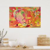 Harten en bloemen Zonnebarstkleuren Poster (Keuken)