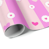 Harten en bloemstrepen cadeaupapier (Rol Hoek)