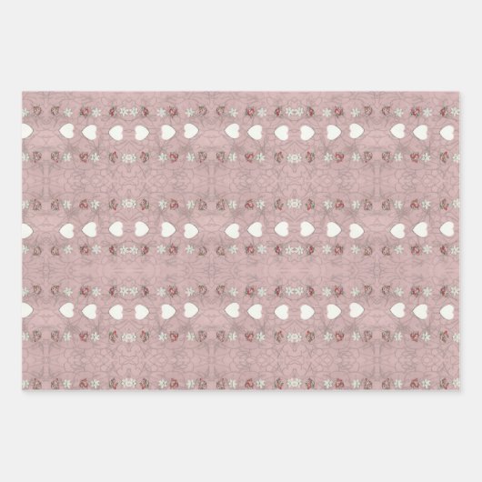 Harten en bloesems inpakpapier vel (Voorkant 2)