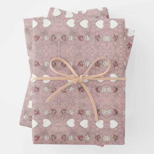 Harten en bloesems inpakpapier vel (In situ)