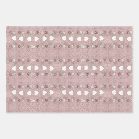 Harten en bloesems inpakpapier vel (Voorkant)