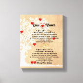 Harten en boom bruiloft geloften op Canvas (Voorkant)