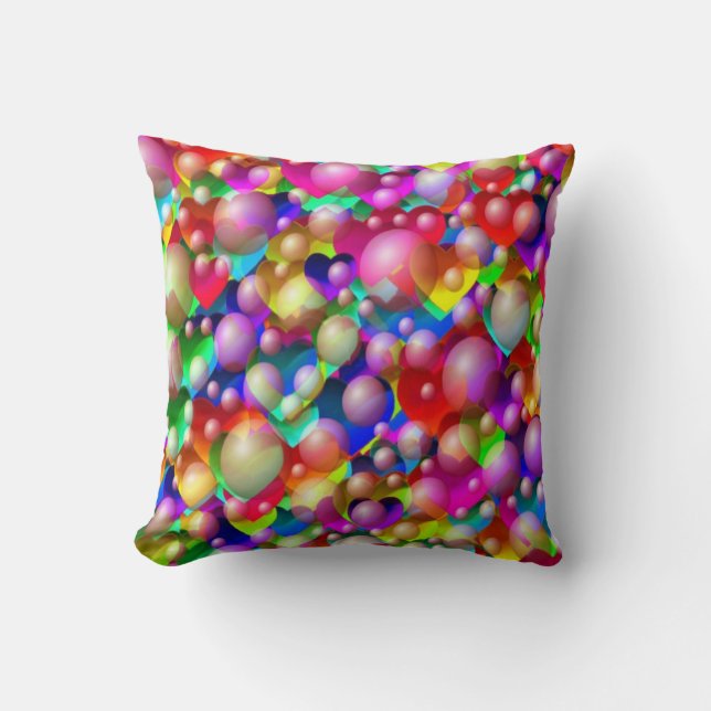 Harten en bubbels kussen (Voorkant)