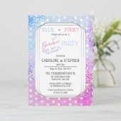 Harten en Confetti Roze Blauwe Genderpartij Kaart (Staand voorkant)