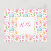 Harten en cupcakes heerlijke Waterverf Hallo Briefkaart (Voorkant)