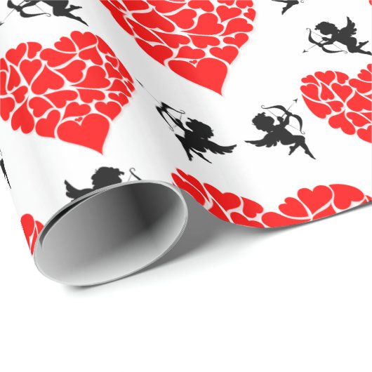Harten en Cupids Valentijn Cadeaupapier (Rol Hoek)