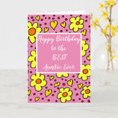 Harten en Daisy Beste Tante Verjaardag Kaart (Gele Bloem)