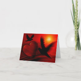 Harten en duiven bedankkaart