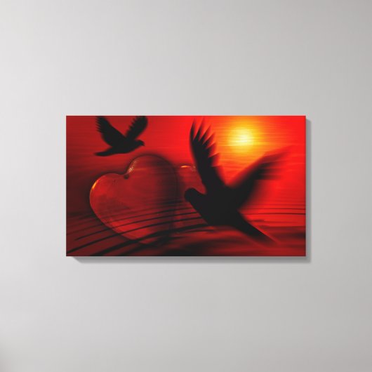 Harten en duiven canvas afdruk (Voorkant)
