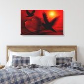 Harten en duiven canvas afdruk (Insitu (Slaapkamer))