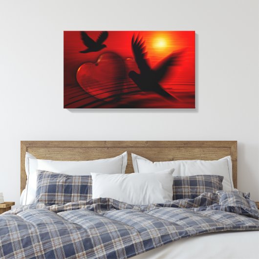 Harten en duiven canvas afdruk (Insitu (Slaapkamer))