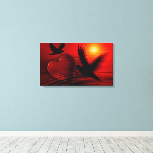 Harten en duiven canvas afdruk (Insitu (Houten vloer))