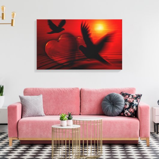 Harten en duiven canvas afdruk (Insitu (Woonkamer))