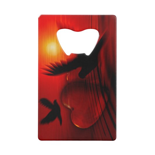 Harten en duiven creditkaart flessenopener (Voorkant)