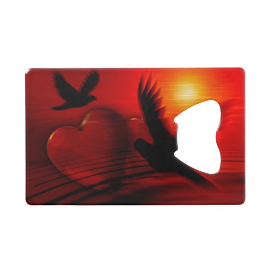 Harten en duiven creditkaart flessenopener (Voorkant (Horizontaal))
