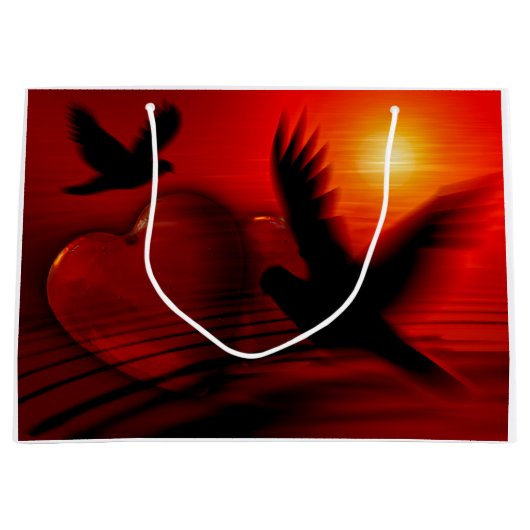 Harten en duiven groot cadeauzakje (Voorkant)