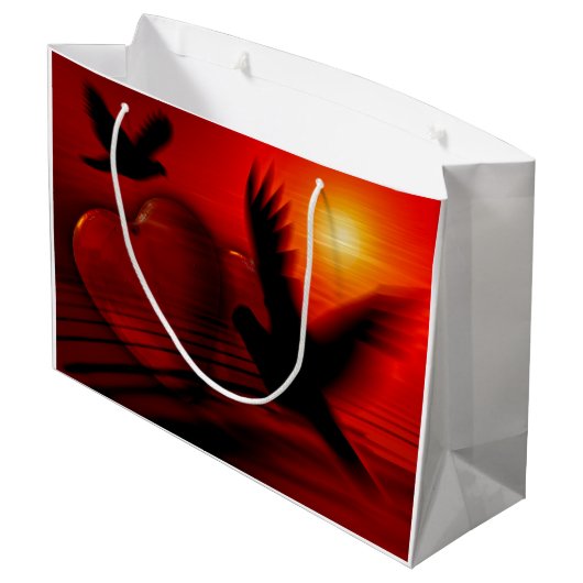 Harten en duiven groot cadeauzakje (Achterkant Gekanteld)