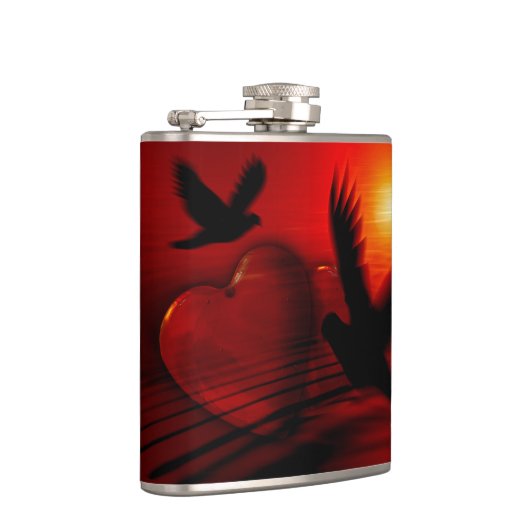 Harten en duiven heupfles (Rechts)